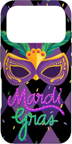 Vista 28 de Funda para iPhone 11 Pro Max Mardi Gras NOLA Festive Carnival Mask New Orleans Party Case