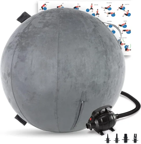 Vista 11 de Husband Pillow Exercise Ball, Cover with Pump for Yoga, Pilates, Fitness Balance Stability, Office Ball Chair Seat. Soft & Slip Resistant, Pro Guide