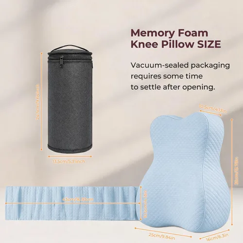 Vista 7 de Almohada de rodilla para dormir de lado, soporte equilibrado de espuma viscoelástica para aliviar el dolor de cadera y ciática, almohada de piernas