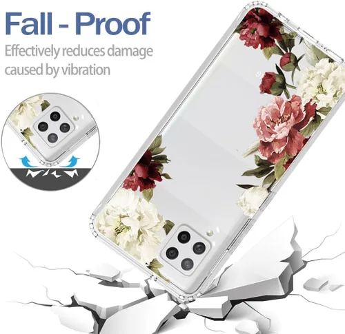 Vista 7 de Funda protectora de cuerpo completo con diseño floral transparente y protector de pantalla de vidrio templado para Samsung Galaxy A42 5G