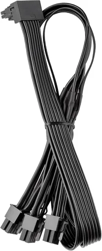Vista 7 de CableMod Basics C-Series 12VHPWR Cable PCI-e de 90 grados StealthSense para Corsair - Variante A (negro, 16 pines a doble 8 pines, 23.6 in)