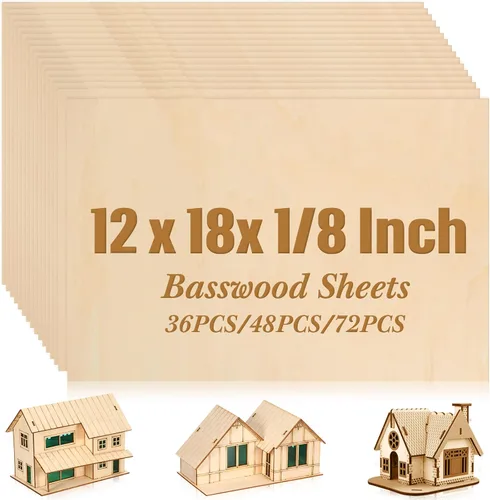 Vista 13 de Paquete de 36 hojas de madera contrachapada de tilo de 1/8 pulgadas, tableros de madera sin terminar para manualidades para proyectos láser
