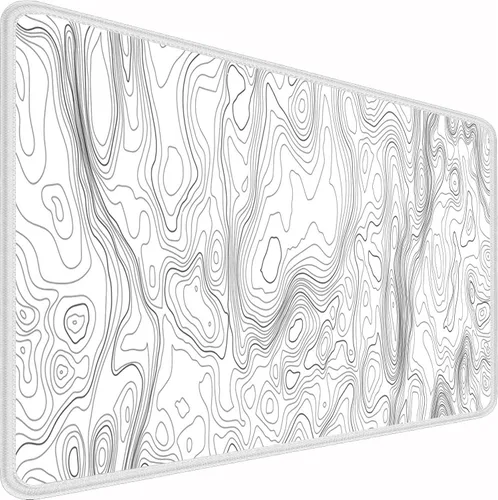 Vista 6 de Alfombrilla de mouse para juegos XXL de alta calidad, rendimiento inigualable, 35.4 x 15.8 pulgadas, diseño de contorno topográfico negro