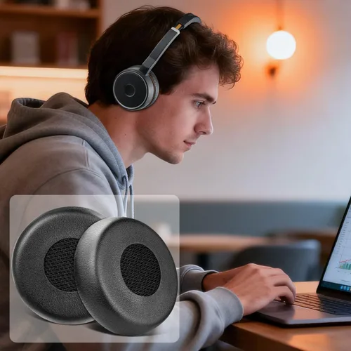 Vista 5 de SOULWIT Almohadillas para Jabra Evolve 75 - Negro