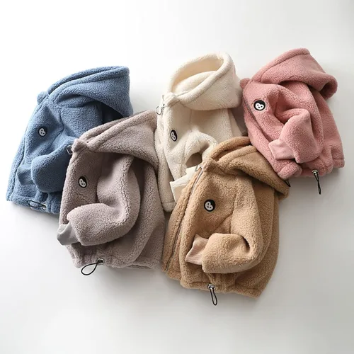 Vista 5 de Baby Girls Boys Winter Fleece Jacket Faux Fur Jacket Warm Hooded Outwear Zip Up Cardigan Fall Jacket Outwear