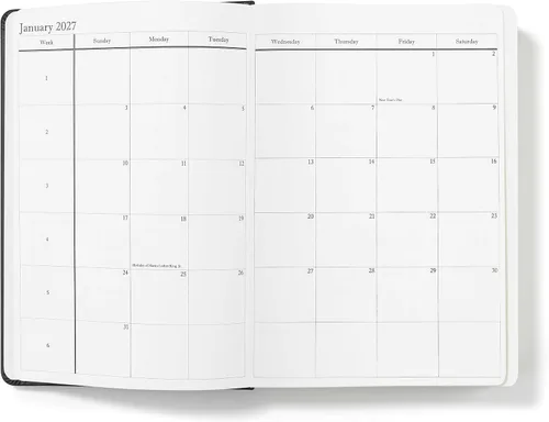 Vista 2 de Wykeham's Planificador de Agenda Diaria Ejecutiva 2025-26 – Personalización disponible – Agenda académica de mitad de año (Negro, 8.5"×5.5")