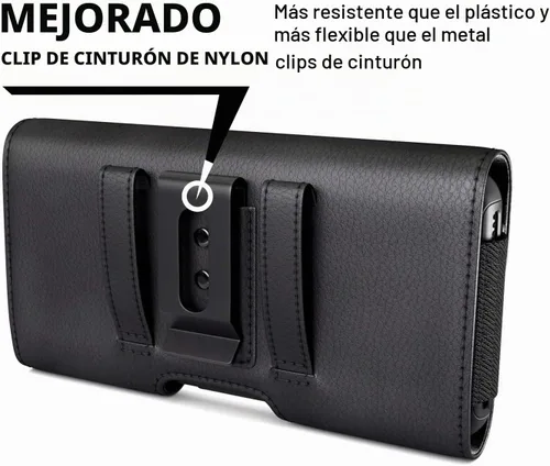 Vista 3 de Bomea Funda para iPhone 8 Case, iPhone 6 6S iPhone 7 Hecha de cuero sintético de alta calidad. Con soporte para cinturón. Delgada y rígida. Con Negro