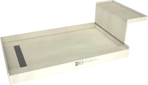 Vista 12 de Tile Redi RT3660L-BN-RB36-KIT - Sartén y banco de ducha con drenaje izquierdo, base de ducha de un bordillo, banco, drenaje de PVC de 2 pulgadas