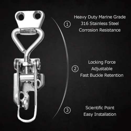 Vista 3 de Marine Toggle Catch Latch - 316 Stainless Steel Boat Anti-Rattle Fastener Clamp Hasp, Hatch Pull Locker