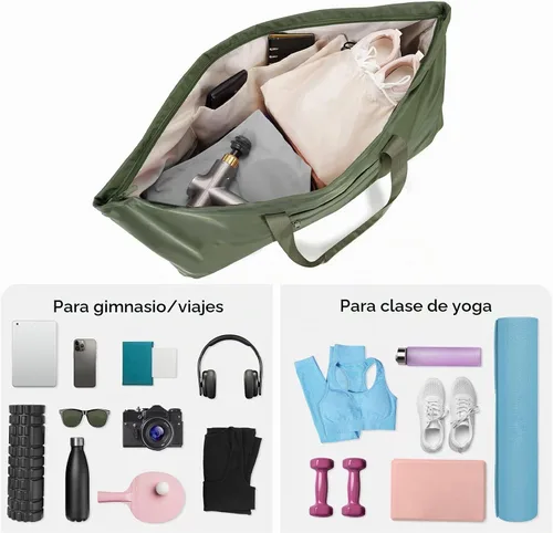 Vista 7 de Bolsa grande para esterilla de yoga con compartimento para zapatos y bolsillo impermeable, bolsa de gimnasio para pilates con soporte para esterilla