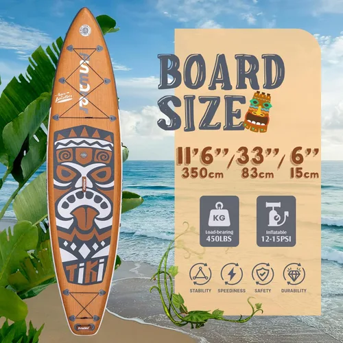 Vista 2 de FunWater Inflatable Stand Up Paddle Board with Beginners SUP Accessories 10'6'' SUP,Anti-Slip EVA Deck,200-450lbs Capacity/Big Fin，Inflatable