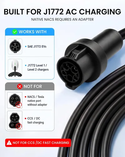 Vista 3 de Cable de extensión WenStorm 50A 30 pies J1772 EV, cable de extensión de cargador EV de nivel 2, cable de extensión EV de 240V de servicio pesado