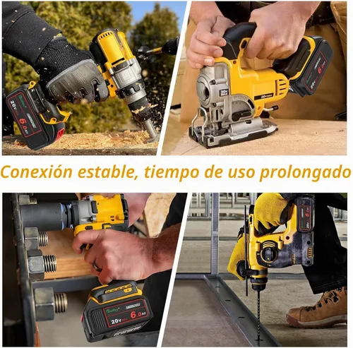 Vista 6 de waitley Batería de repuesto de 20 V 6.0 A compatible con herramientas eléctricas inalámbricas Dewalt DCB200 DCD DCF DCG Series