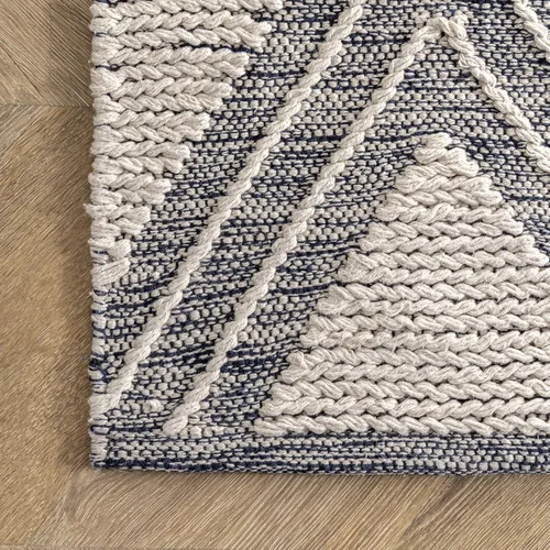 Vista 7 de nuLOOM Amada - Alfombra de algodón con textura de diamantes tejidos a mano, 5 x 8, marfil
