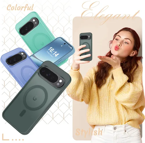 Vista 715 de Funda para Google Pixel 10 Pro XL, cubierta magnética mate, color negro Fit for MagSafe, Screen Protector included, Shockproof Military Grade