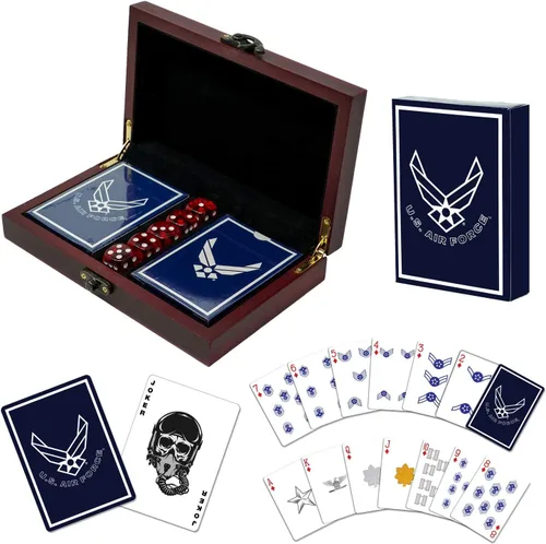Vista 34 de Juego de regalo del ejército de los Estados Unidos Juego de cartas y dados Tarjetas de insignia de rango del ejército Regalos del ejército