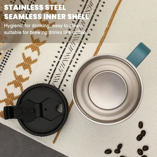 Vista 7 de HAUSHOF Taza de viaje de 24 oz con asa, taza de café de viaje con aislamiento al vacío de acero inoxidable, tazas de viaje de doble pared con tapa a