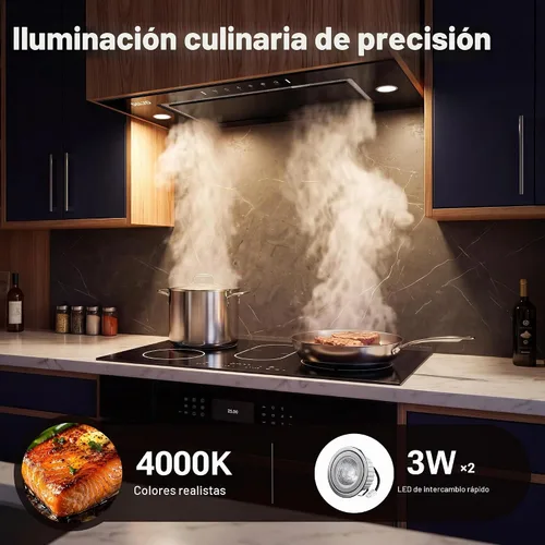 Vista 7 de Campana extractora de 30 pulgadas, campana extractora negra