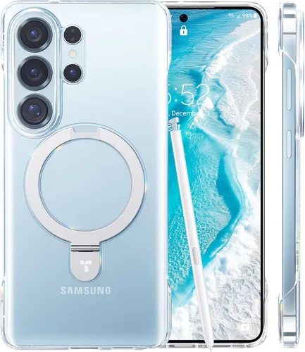 Vista 8 de TORRAS Funda magnética de albaricoque pálido para Galaxy S25 Ultra [compatible con Magsafe] soporte de anillo, a prueba de golpes, translúcida