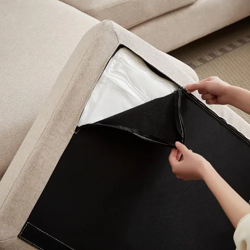 Vista 6 de Sofá modular de 111 pulgadas para sala de estar, sofá en forma de U de 4 plazas con doble diván de fibra de poliéster, beige