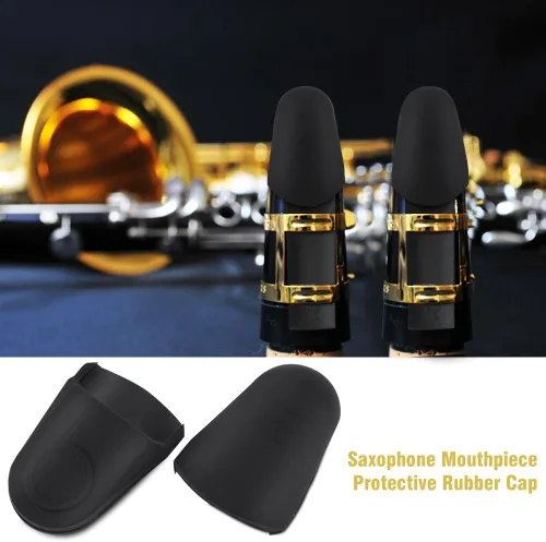 Vista 3 de 2 tapas de boquilla de saxofón, boquilla de clarinete ive tapa de goma accesorios para saxofón (negro)