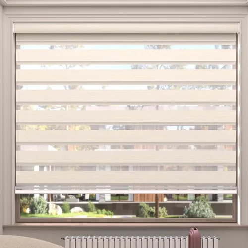 Vista 53 de MYshade Persianas enrollables de cebra opacas (85 %) con cordón para ventanas interiores, persianas de doble capa beige para dormitorio, baño, sala