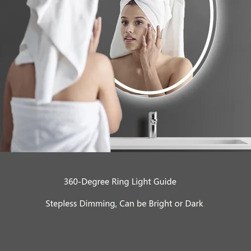 Vista 7 de Espejo de baño de cristal LED ovalado de 20 x 30 pulgadas, espejo LED inteligente para baño, espejo de tocador iluminado con luz de 3