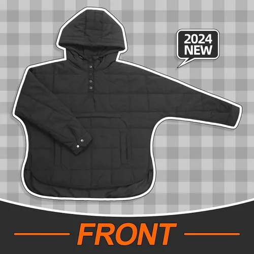 Vista 4 de Chaqueta acolchada de gran tamaño con capucha para mujer, abrigo de invierno ligero y cálido para mujer