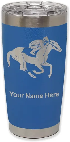 Vista 36 de LaserGram Vaso aislado al vacío de 20 onzas, carreras de caballos, grabado personalizado incluido (negro)