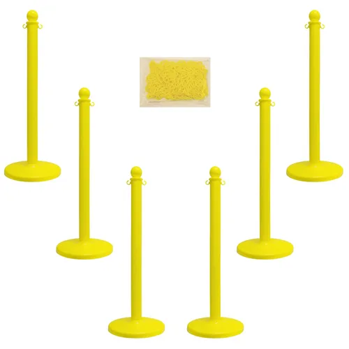 Vista 7 de Mr. Chain, juego de postes de contención plásticos con 50" de cadena y ganchos en forma de C (Paquetes de 6), Negro, 6