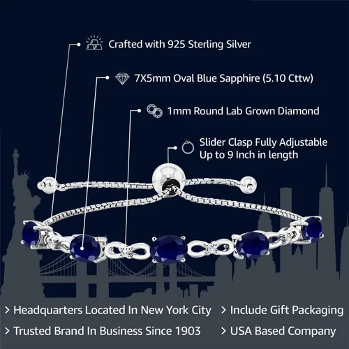 Vista 52 de Gem Stone King Pulsera de tenis de diamantes cultivados en laboratorio con piedra natal de 3-6 quilates para mujer, plata de ley 925, ovalada