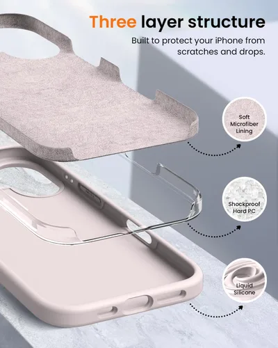 Vista 4 de Funda diseñada para iPhone 16, Funda Protectora de Teléfono de Silicona Líquida a Prueba de Golpes con Forro de Microfibra Suave Antiarañazos Ultra