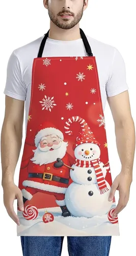 Vista 84 de Dreaweet Delantal de cocina unisex con cuello ajustable de Navidad