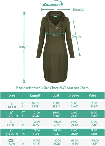 Vista 6 de Kimmery Vestido de manga larga para mujer, ligero, con bolsillo de canguro, sudadera con capucha para otoño