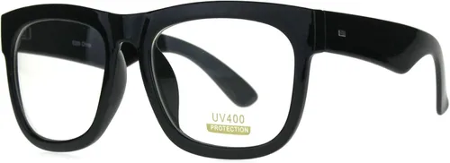 Vista 2 de PASTL Negro De Gran Tamaño Gafas Cuadradas Grueso Cuerno Borde Claro Lente Marco