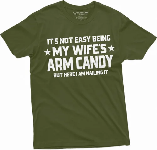 Vista 4 de Men's Funny Husband Tee Wife's Army Candy T-Shirt Husband Shirts for Him Dad