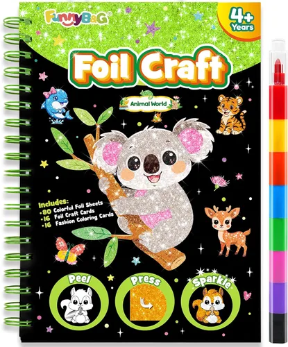 Vista 32 de FUNNYB&G Arte en papel de aluminio para niños - Manualidades de Navidad, regalos de fiesta, rellenos de calcetines para niños, suministros de arte