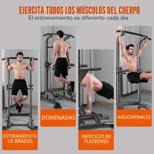 Vista 6 de Power Tower - Estación de dominadas y inmersión multifunción para entrenamiento de fuerza en el hogar, estación de entrenamiento de fitness, altura