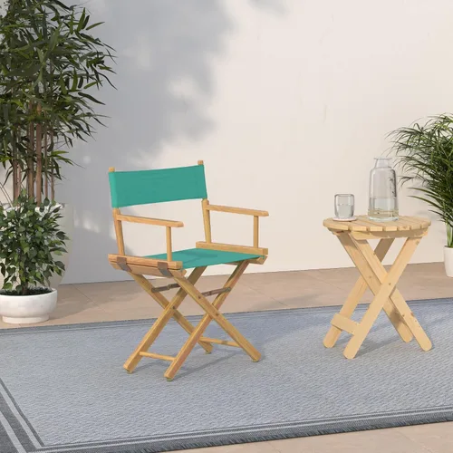 Vista 2 de Casual Home - Silla de director de 18.0 in, marco natural con lona verde azulado