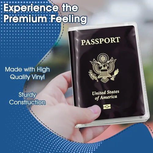 Vista 4 de Protector transparente para pasaporte, protector de pasaporte de plástico impermeable, protector de pasaporte para viajes, funda transparente