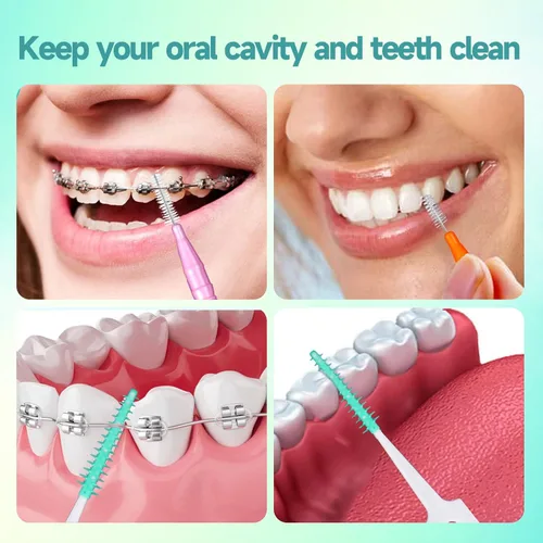 Vista 4 de 360PCS cepillos interdentales,Cepillo desechable de silicona blanda,Púas dentales flexibles Braces hilo dental herramientas de limpieza de dientes