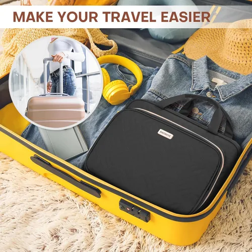 Vista 7 de BAFAMYE Neceser de viaje de 8 litros con organizador de joyas para mujer, bolsa de cosméticos de maquillaje resistente al agua de 2.1 galones
