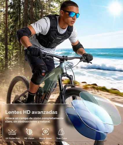 Vista 6 de KALIYADI Gafas de sol polarizadas para hombre y mujer: gafas de sol con UV400 para conducir, correr, ciclismo
