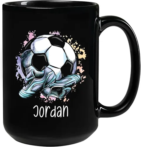 Vista 14 de Taza de café de fútbol americano con nombre personalizado, regalo de fútbol personalizado, porcelana negra 11oz y 15oz