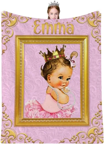 Vista 8 de Artsadd Mantas personalizadas para niñas bebés con nombre, manta personalizada para niños, manta personalizada para regalo para bebé niña