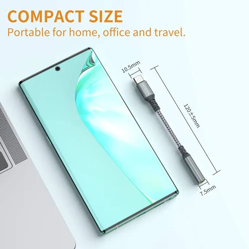 Vista 6 de Paquete de 2 adaptadores USB tipo C a hembra de 0.138 in, cable USB C a audio auxiliar, conector de auriculares compatible con iPhone 17/16 Pro
