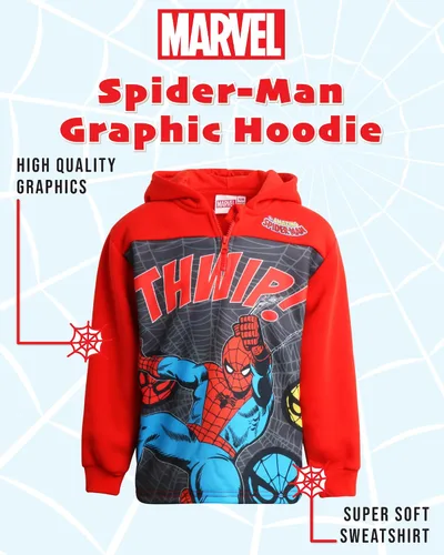 Vista 2 de Marvel Sudadera con capucha de forro polar Avengers para niño - Capitán América, Spider-Man, Iron Man (Tamaño 2T-18)