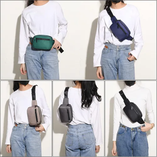 Vista 5 de Riñoneras para mujeres y hombres, riñonera de moda, bolsa cruzada con correa ajustable para correr, senderismo, viajes.