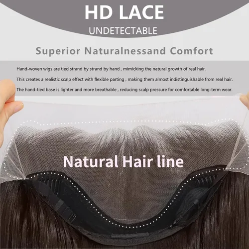Vista 7 de SOKU 13x6 Peluca de encaje frontal HD transparente de 32" con cabello de bebé sintético pre-depilado resistente al calor de parte libre marrón