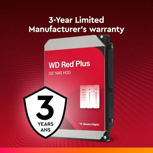 Vista 6 de Western Digital 2TB WD Red Plus Disco duro interno NAS HDD - 5400 RPM, SATA 6 Gb/s, CMR, caché de 64 MB, 3.5" -WD20EFPX